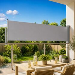 Concise Retractable Side Awning for Outdoor Use