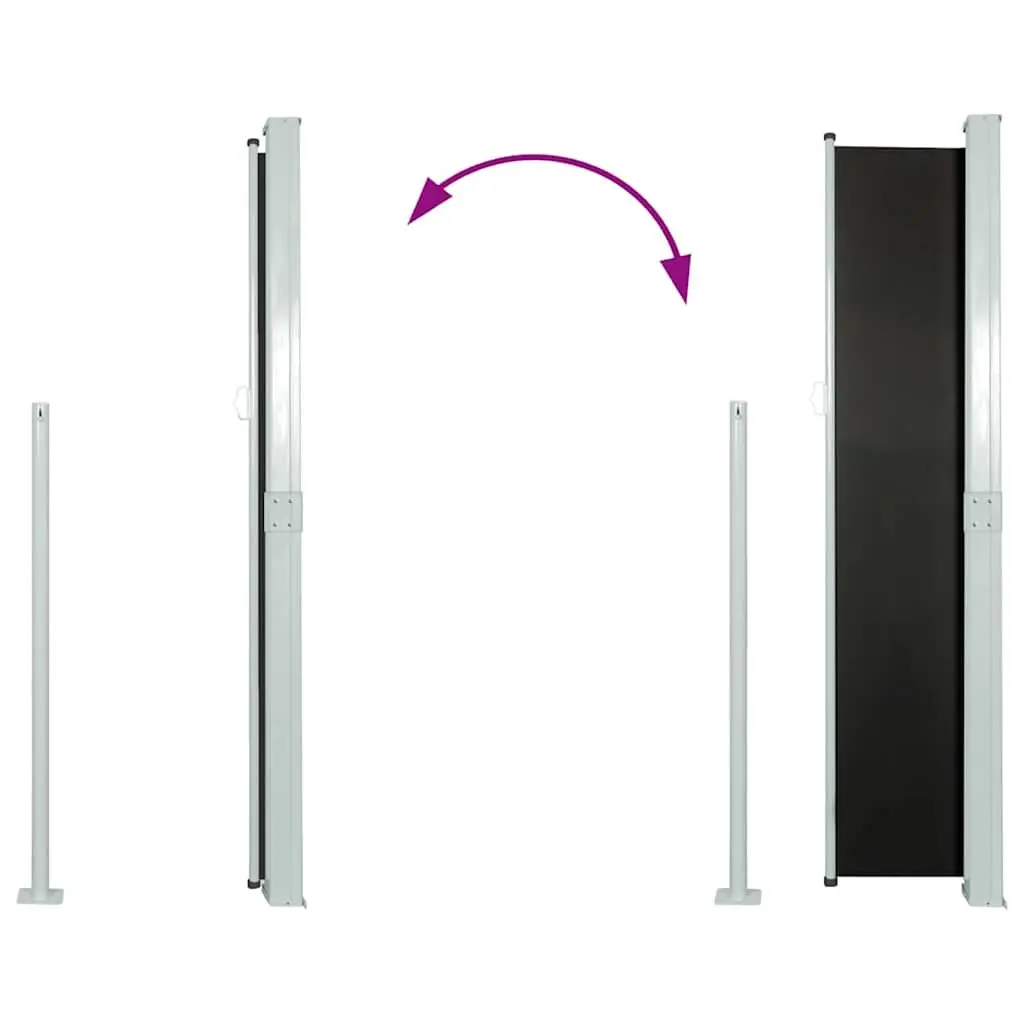 Retractable Side Awning Black 170x300cm Privacy Screen Outdoor Shade