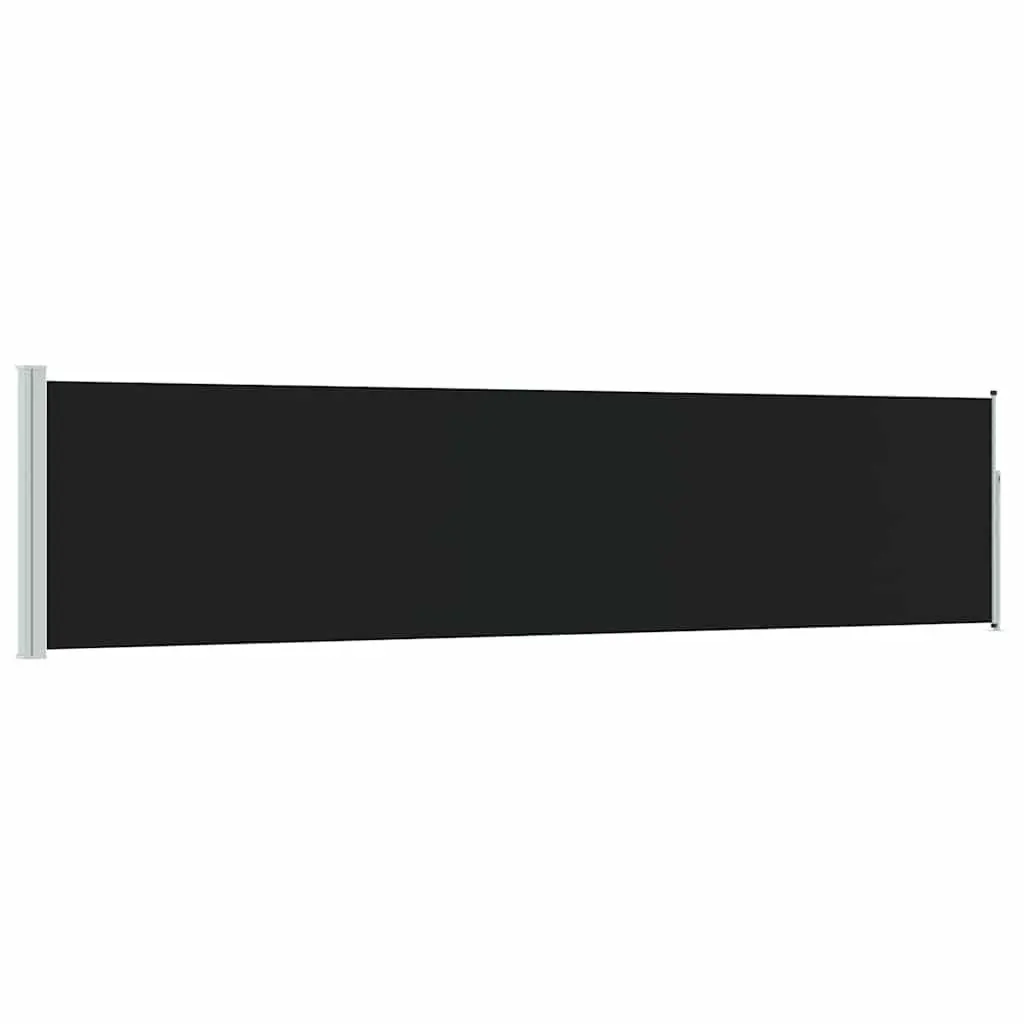 Retractable Awning Black 117x514cm Privacy Screen UV Tear Resistant Polyester Outdoor Shade