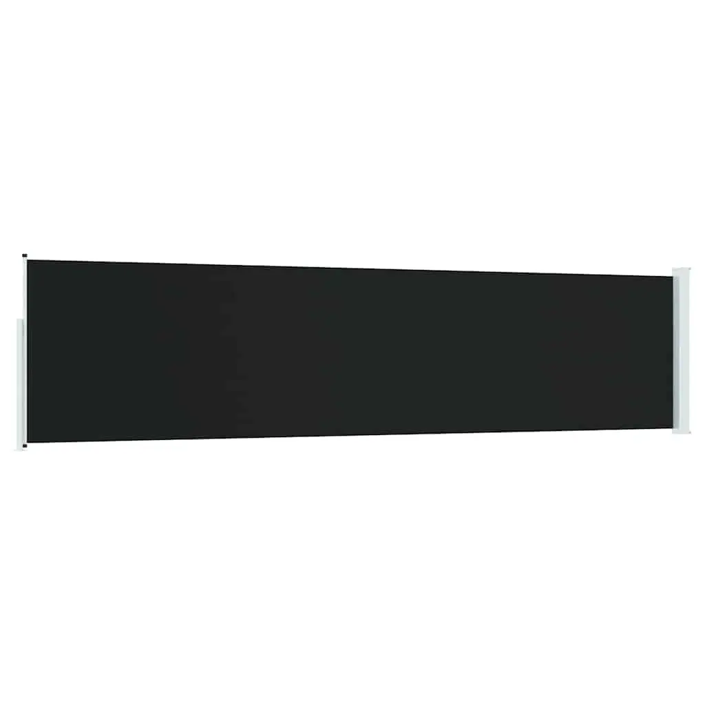 Retractable Awning Black 117x514cm Privacy Screen UV Tear Resistant Polyester Outdoor Shade