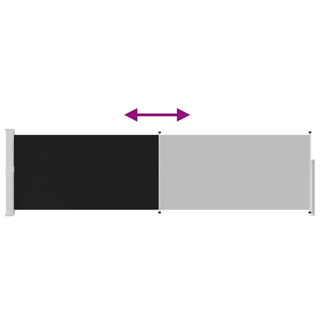 Retractable Awning Black 140x500cm Outdoor Privacy Screen UV Resistant Polyester Steel Base
