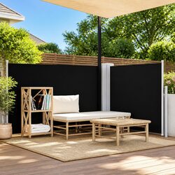 Retractable Side Awning Black 100x600cm