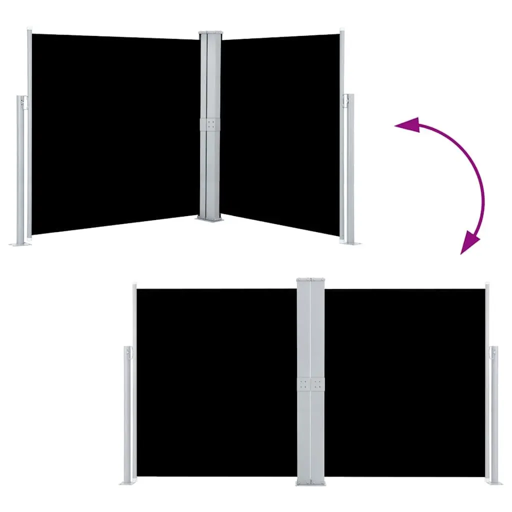 Retractable Side Awning Black 140x600cm Automatic Roll-Back Privacy Screen