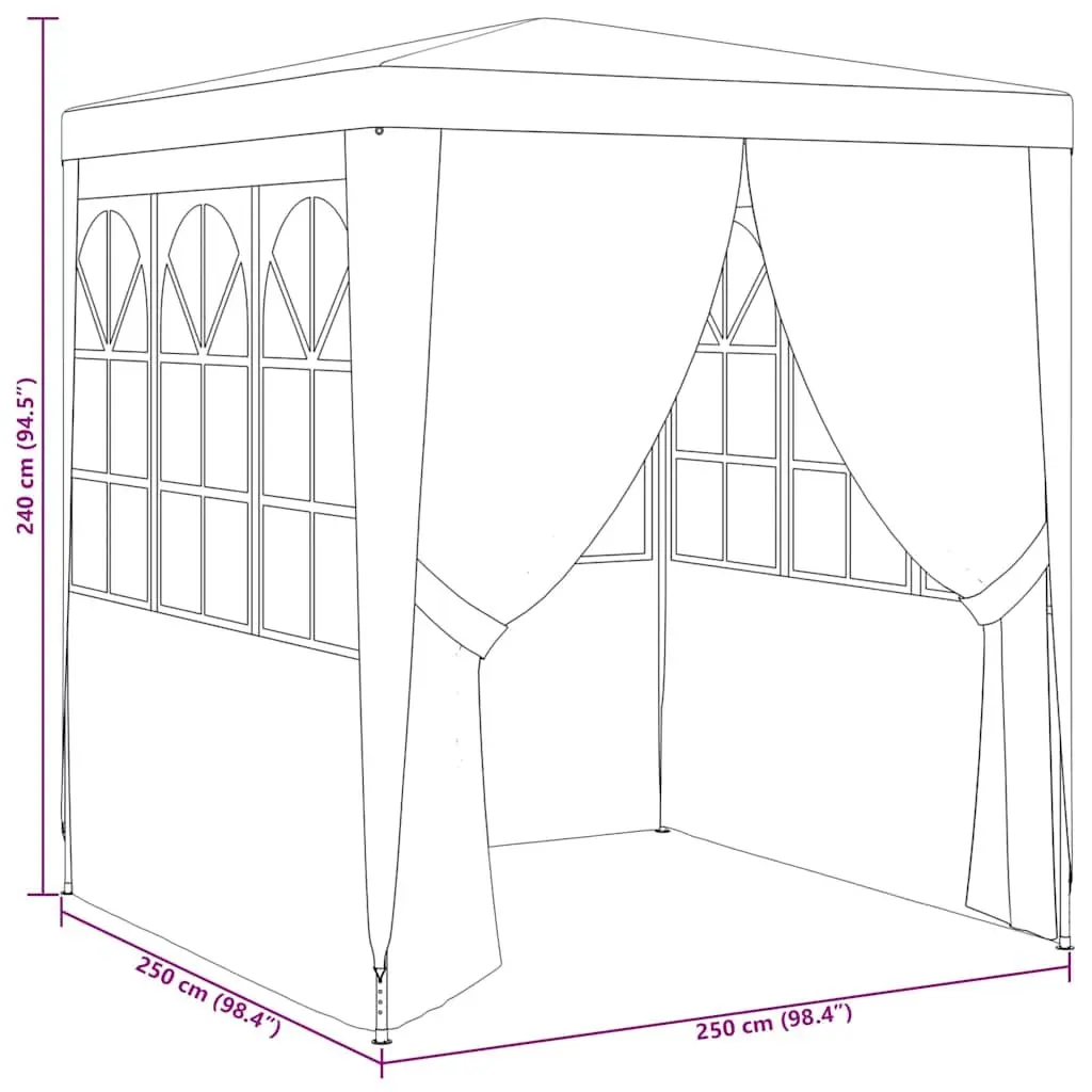 Party Tent Blue 2.5x2.5m Outdoor Gazebo Canopy with Side Walls Panels and Door