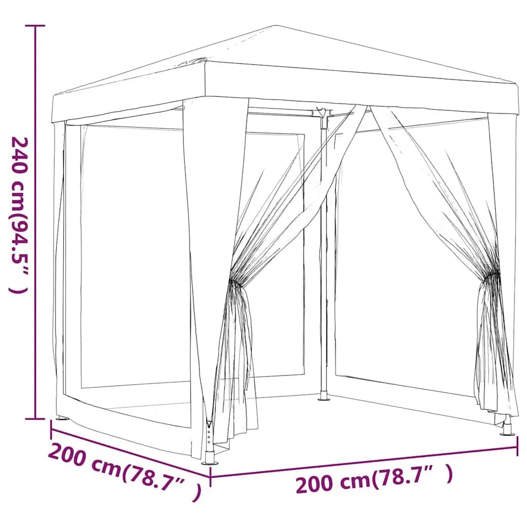 Party Tent White 2x2m Mesh Sidewalls Outdoor Gazebo for Events Weddings