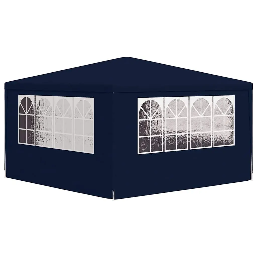 Party Tent Blue 4x4 m with Side Walls Decorative Windows Zippered Door Outdoor Gazebo