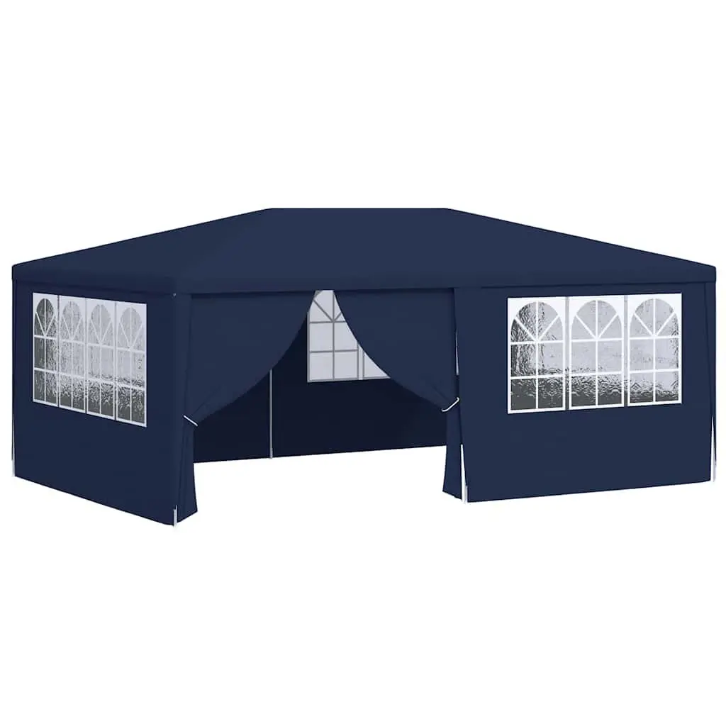 Party Tent Blue 4x6m Outdoor Canopy Gazebo with Side Walls and Decorative Windows