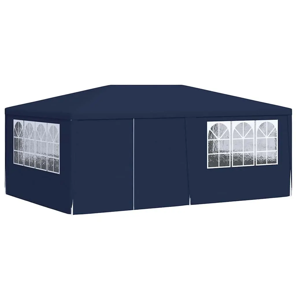 Party Tent Blue 4x6m Outdoor Canopy Gazebo with Side Walls and Decorative Windows