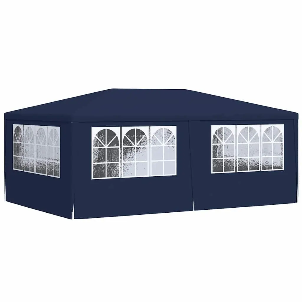 Party Tent Blue 4x6m Outdoor Canopy Gazebo with Side Walls and Decorative Windows