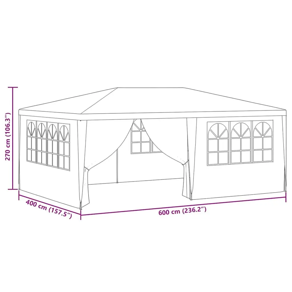 Party Tent Blue 4x6m Outdoor Canopy Gazebo with Side Walls and Decorative Windows