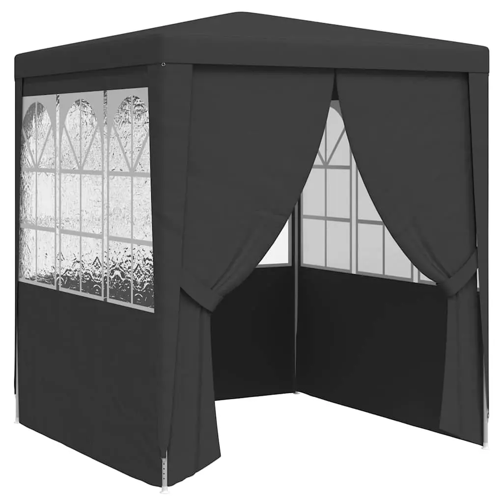 Party Tent Anthracite 2x2m Outdoor Gazebo Canopy with Side Walls Windows Door