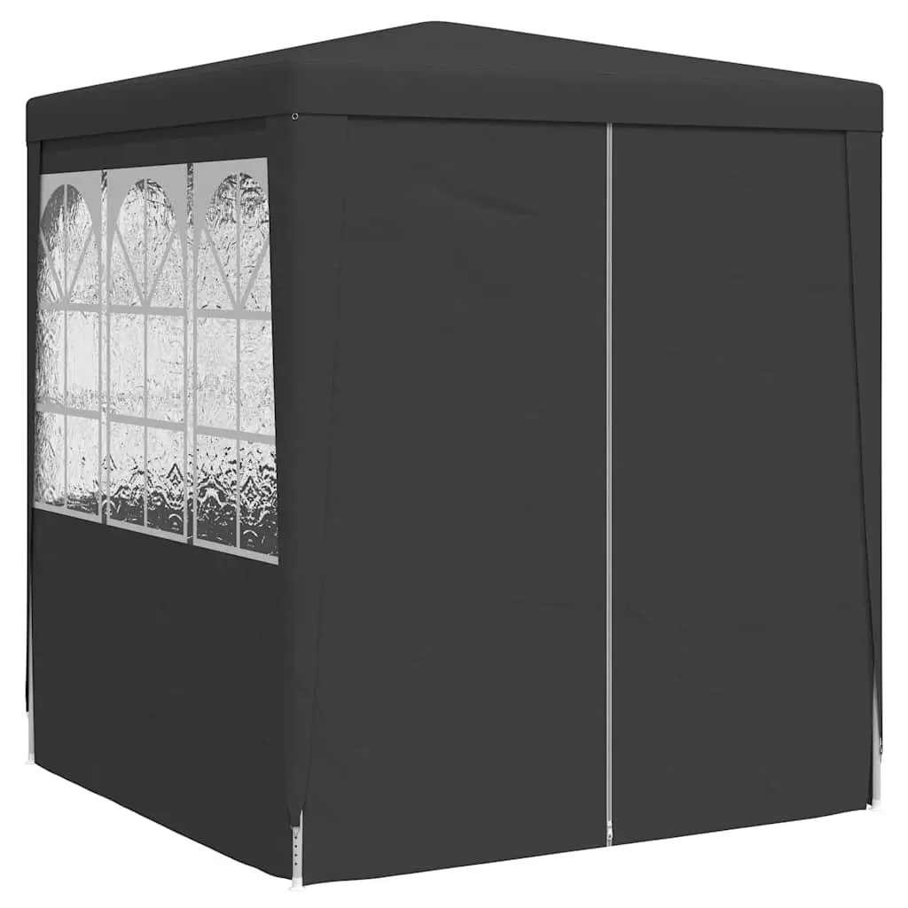 Party Tent Anthracite 2x2m Outdoor Gazebo Canopy with Side Walls Windows Door