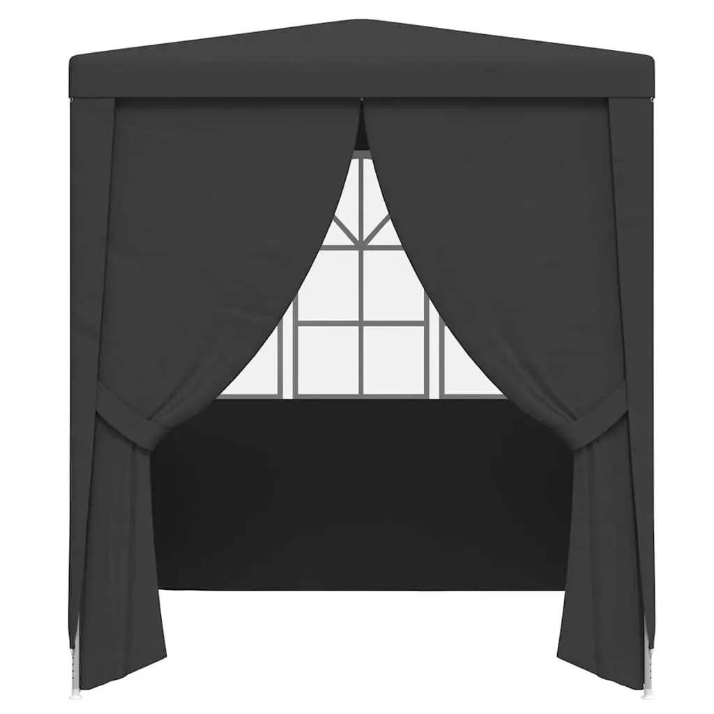 Party Tent Anthracite 2x2m Outdoor Gazebo Canopy with Side Walls Windows Door