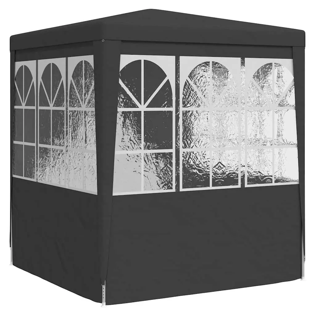 Party Tent Anthracite 2x2m Outdoor Gazebo Canopy with Side Walls Windows Door