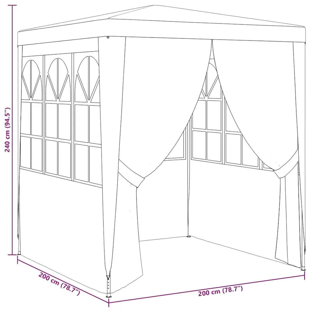 Party Tent Anthracite 2x2m Outdoor Gazebo Canopy with Side Walls Windows Door
