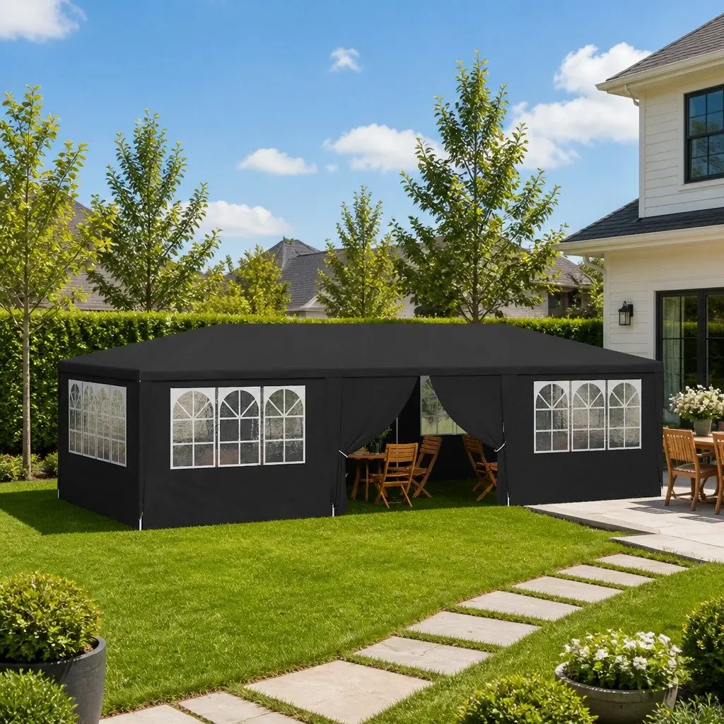 Party Tent Anthracite 4x9 m Outdoor Canopy Gazebo with Side Walls and Door