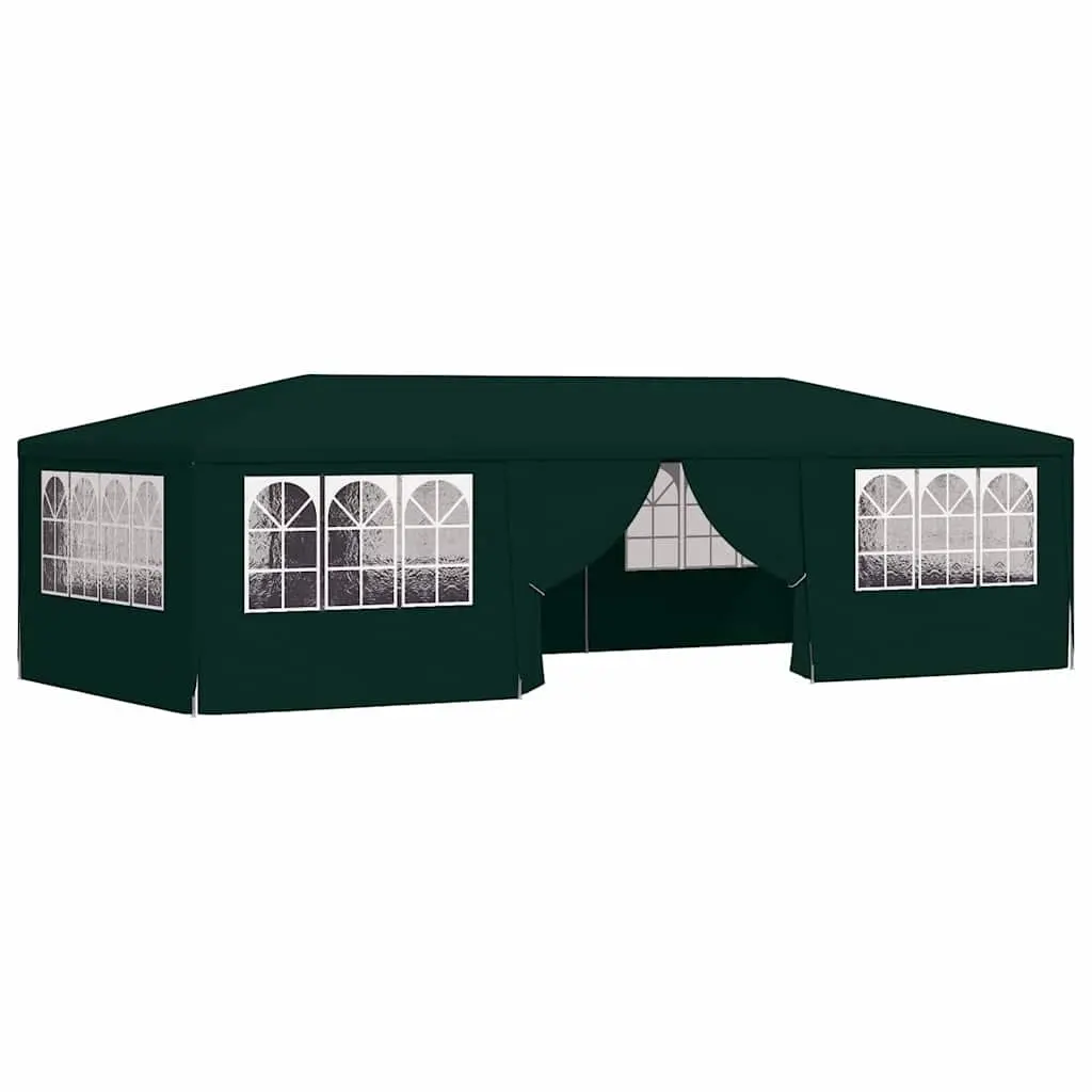 Party Tent Green 4x9m Outdoor Gazebo with Side Walls UV and Water Resistant Polyethylene Fabric Rust Resistant Steel Frame