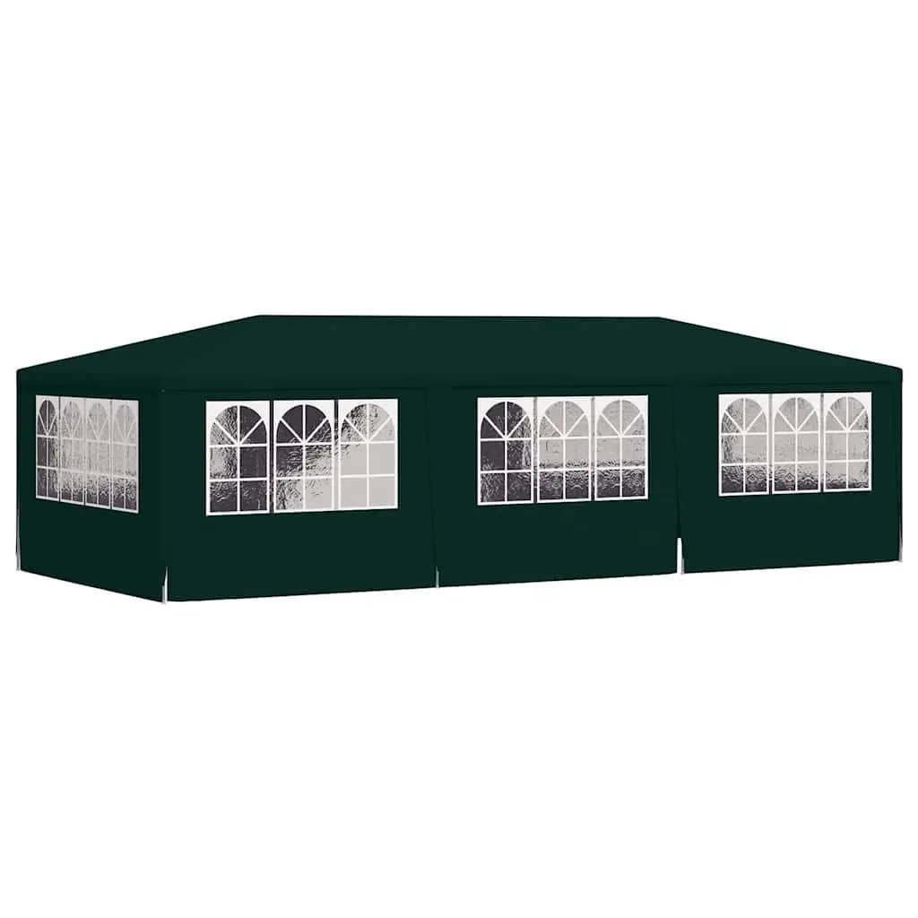 Party Tent Green 4x9m Outdoor Gazebo with Side Walls UV and Water Resistant Polyethylene Fabric Rust Resistant Steel Frame