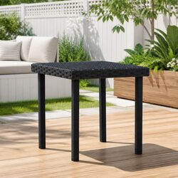 Outdoor Tea Table Black 40x40x40 cm Garden Patio Rattan Furniture