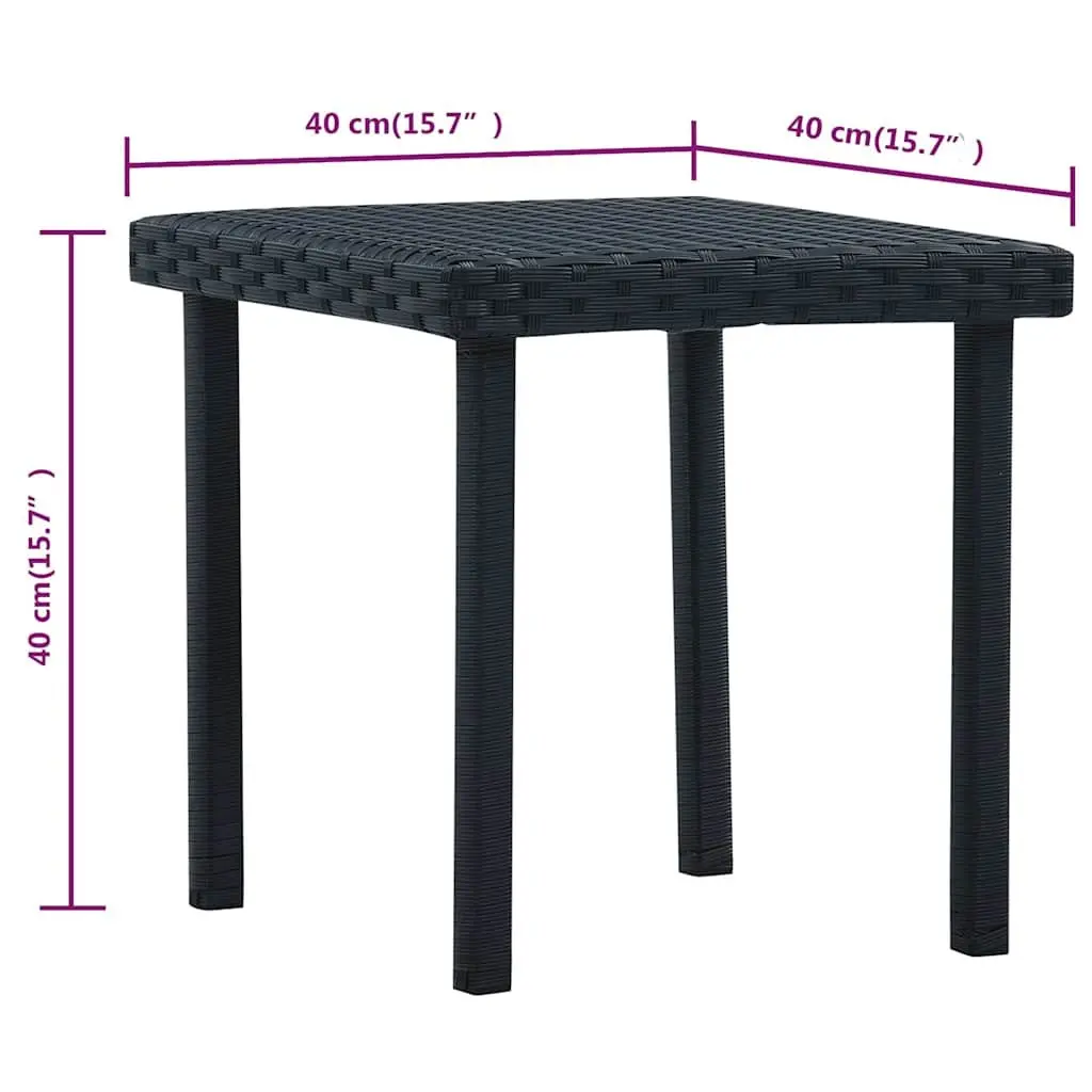 Outdoor Tea Table Black 40x40x40 cm Garden Patio Rattan Furniture