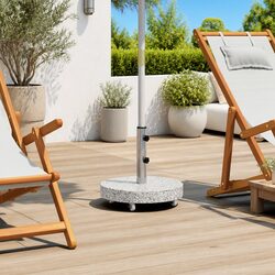 Round Granite Parasol Base 30kg Outdoor Umbrella Stand Weight Plate Grey