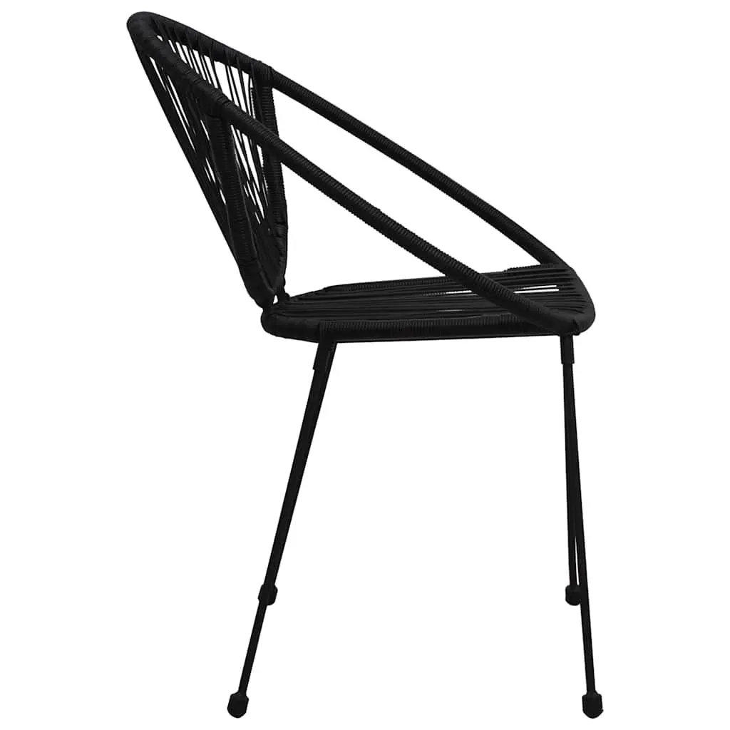 Outdoor Garden Chairs Set 2 pcs Stackable Patio Seating Black Rattan Style