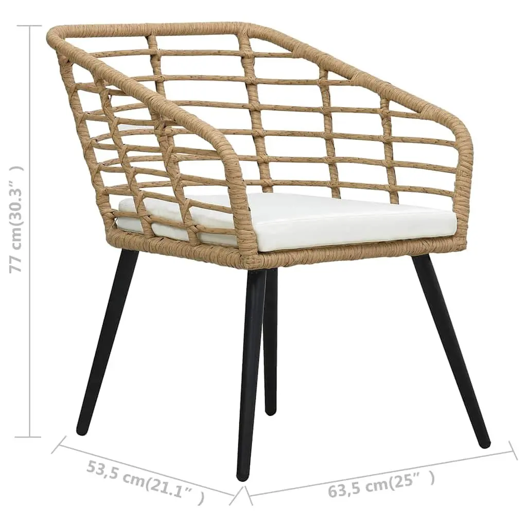 Outdoor Chairs Brown 2 Piece Poly Rattan Patio Seating with Cushions