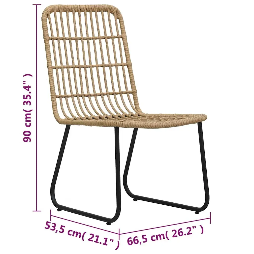 3 Piece Outdoor Bistro Set Brown Poly Rattan Weather Resistant Chairs Coffee Table