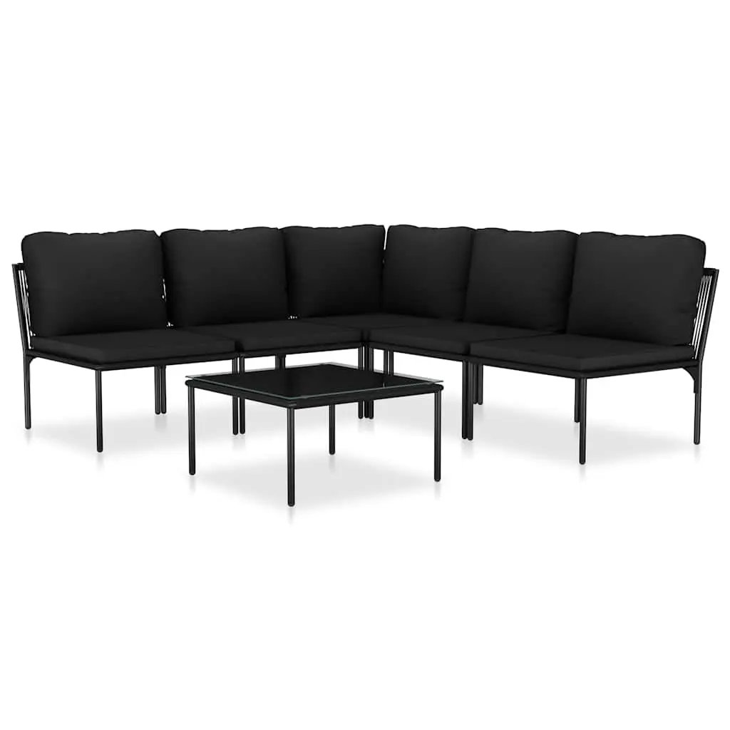 Garden Lounge Set 6 Piece Outdoor Patio Furniture with Cushions Black Modular