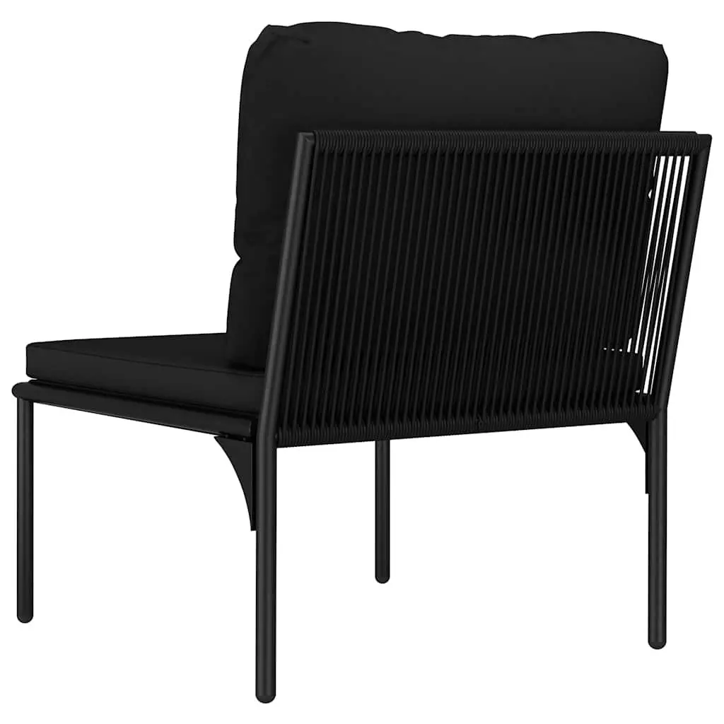 6 Piece Garden Lounge Set Outdoor Patio Furniture with Cushions Black PVC Wire