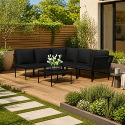 Concise 6 Piece Outdoor Sofa Set with PVC Cushions