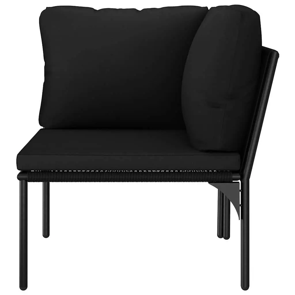 Garden Lounge Set 6 Piece Outdoor Sectional Sofa Black PVC Cushions Patio