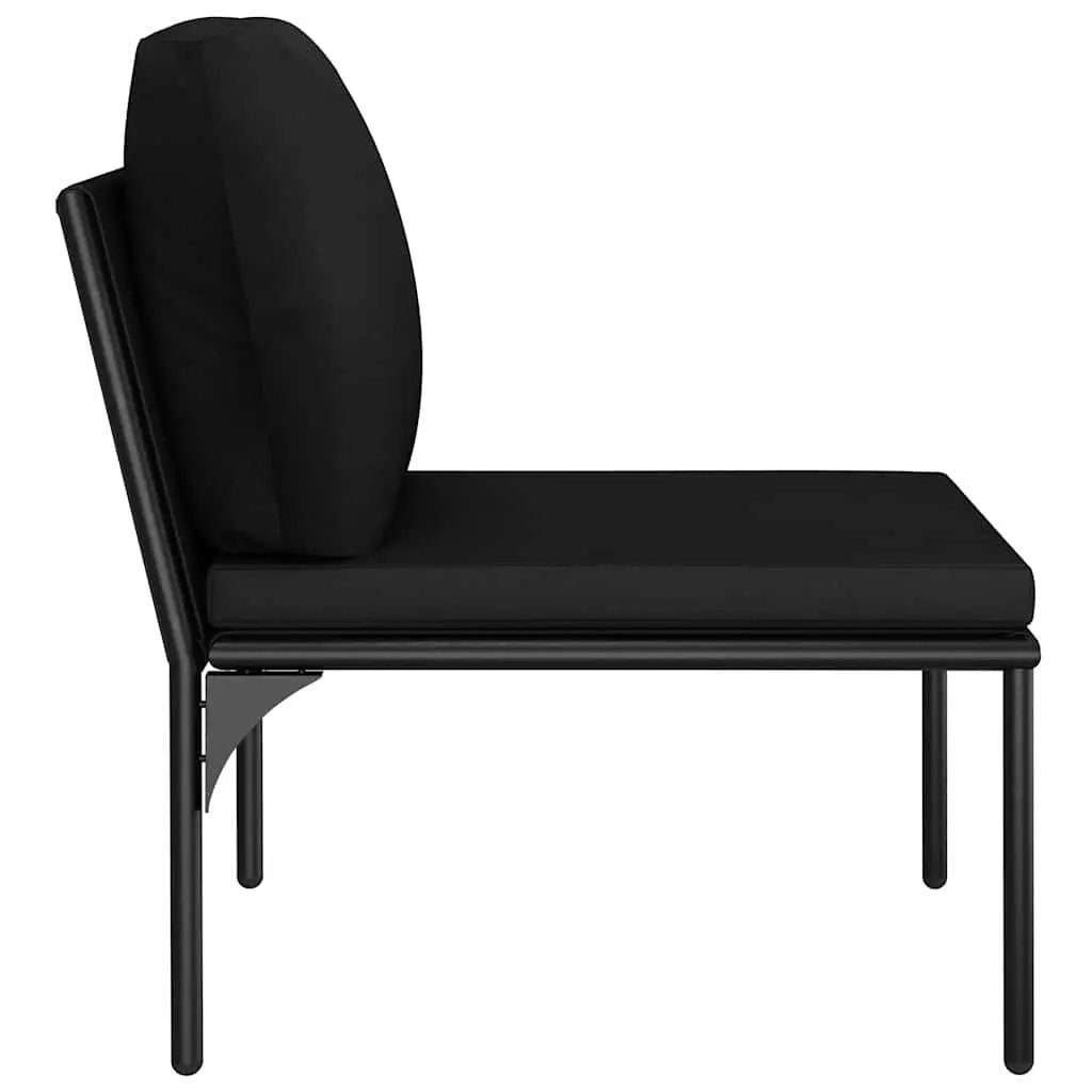 Garden Lounge Set 6 Piece Outdoor Sectional Sofa Black PVC Cushions Patio
