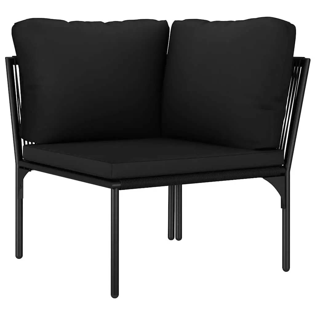 Garden Lounge Set 6 Piece Outdoor Sectional Sofa Black PVC Cushions Patio