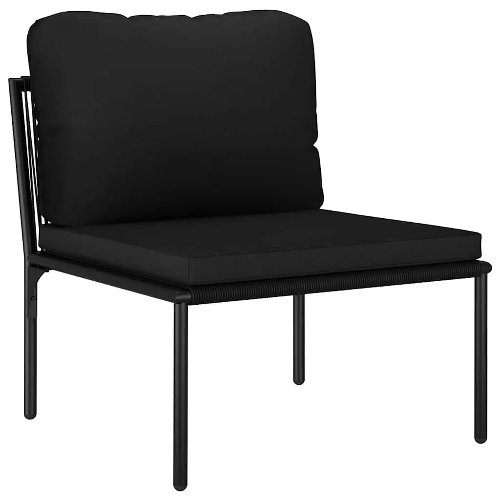 Garden Lounge Set 6 Piece Outdoor Sectional Sofa Black PVC Cushions Patio