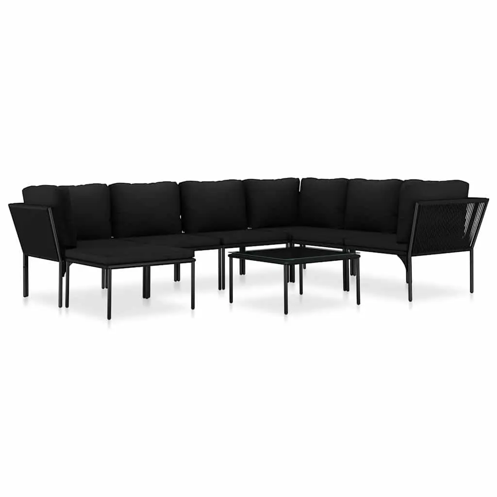 8 Piece Garden Lounge Set Outdoor Patio Furniture Black PVC Cushions Modular