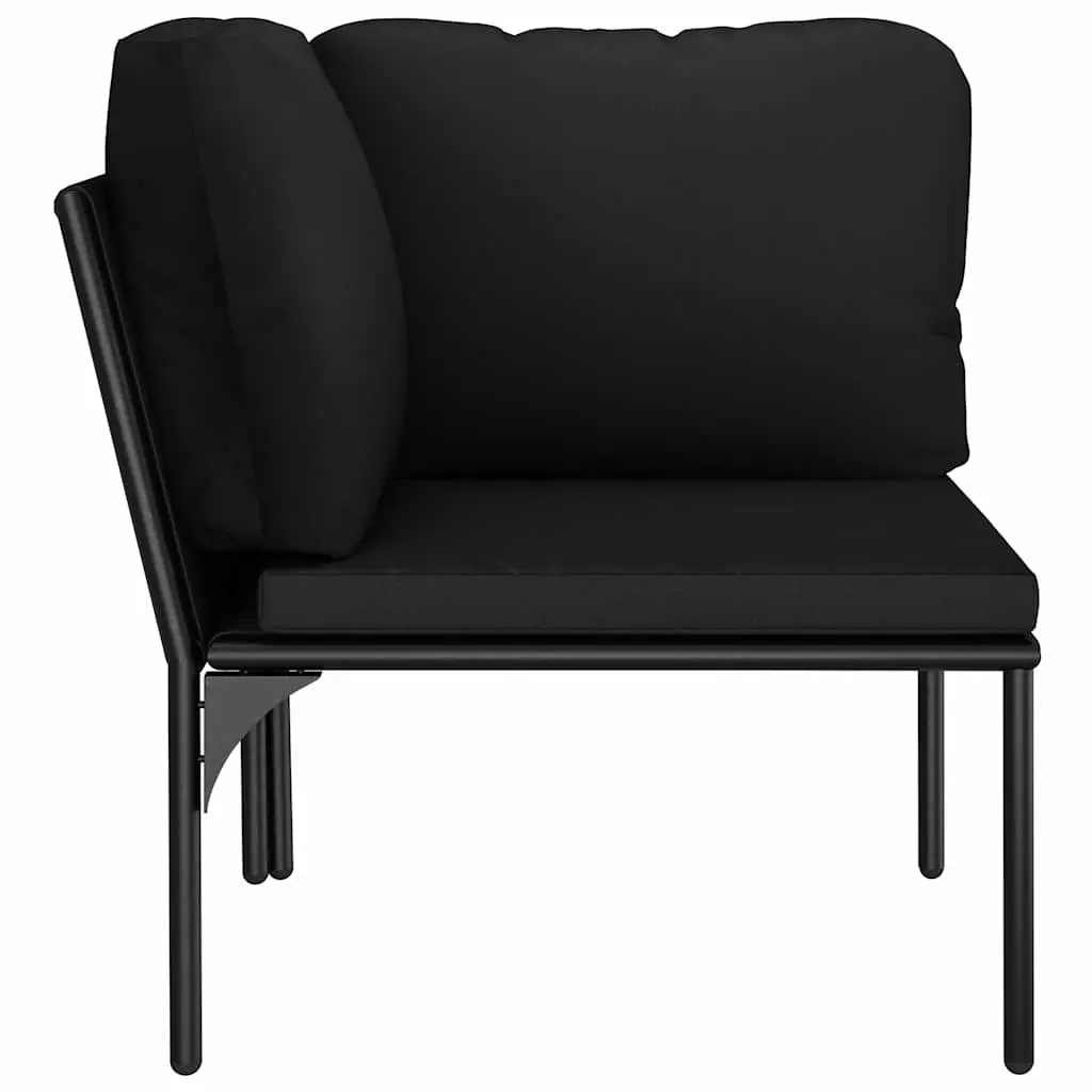 3 Piece Garden Lounge Set Outdoor Patio Furniture Black PVC Cushions Modular