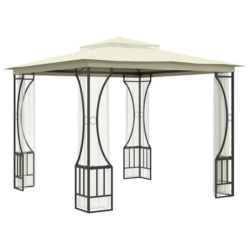 Outdoor Gazebo Cream 300x300x265 cm Mosquito Nets UV Resistant Polyester Canopy