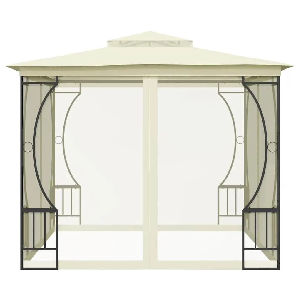 Outdoor Gazebo Cream 300x300x265 cm Mosquito Nets UV Resistant Polyester Canopy
