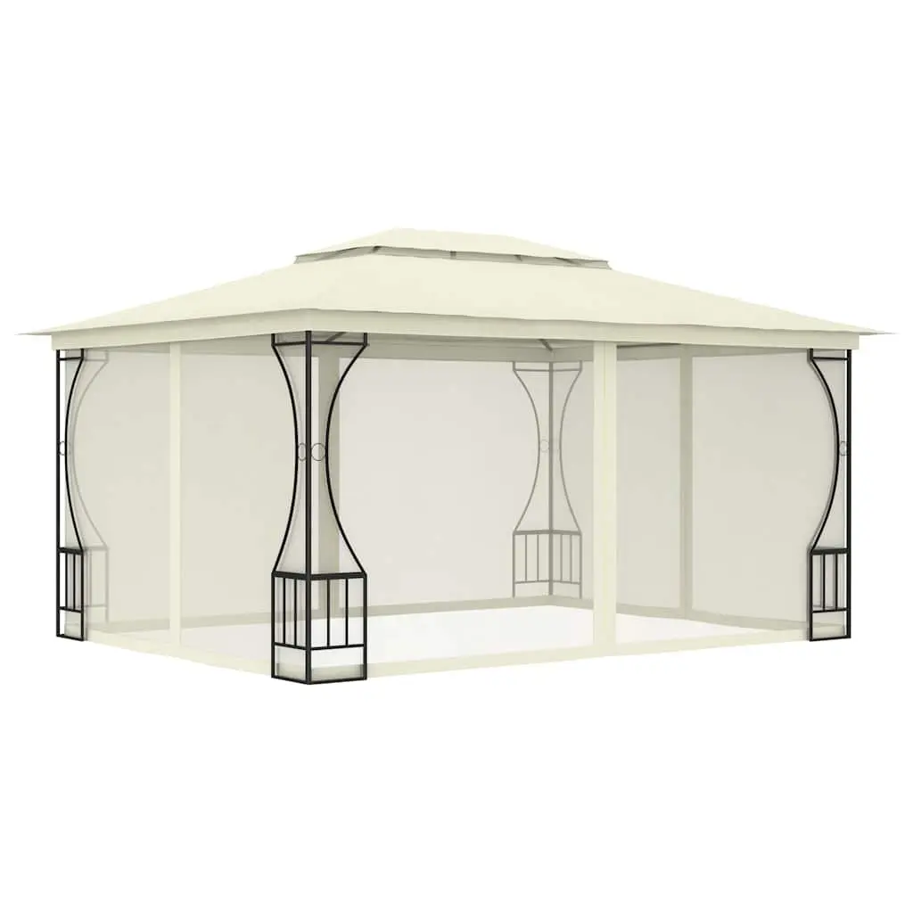 Gazebo Cream 300x400x265cm Steel Frame Outdoor Party Tent with Nets