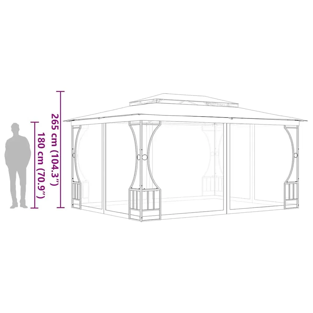 Gazebo Cream 300x400x265cm Steel Frame Outdoor Party Tent with Nets