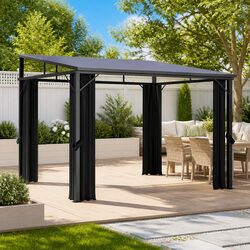 Outdoor Gazebo with Curtains 405x294x244 cm