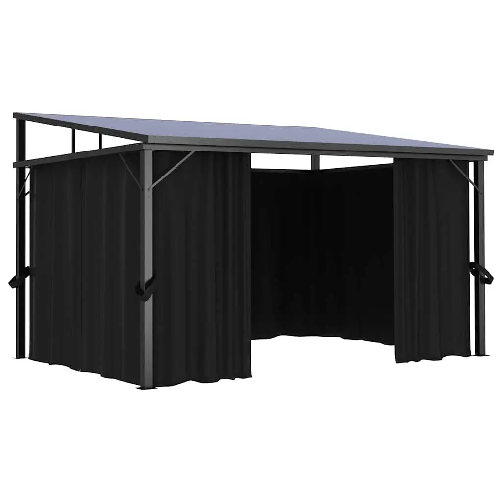 Gazebo Anthracite 405x294x244 cm UV-resistant PVC Roof Aluminium Steel Frame with Curtains