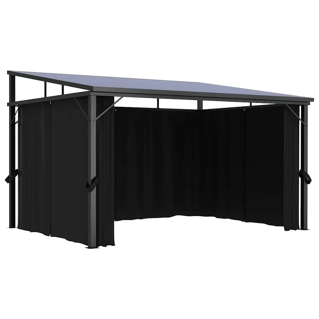 Gazebo Anthracite 405x294x244 cm UV-resistant PVC Roof Aluminium Steel Frame with Curtains