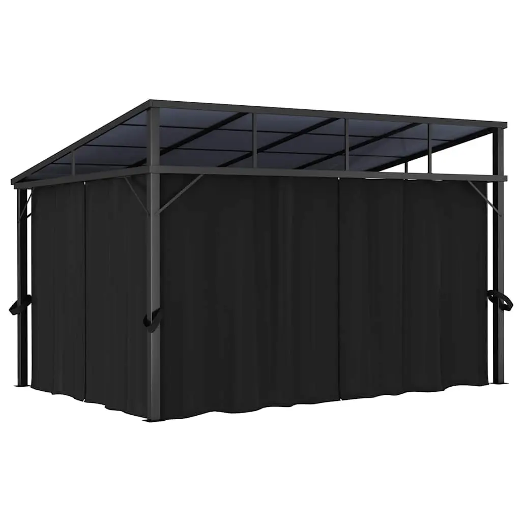 Gazebo Anthracite 405x294x244 cm UV-resistant PVC Roof Aluminium Steel Frame with Curtains