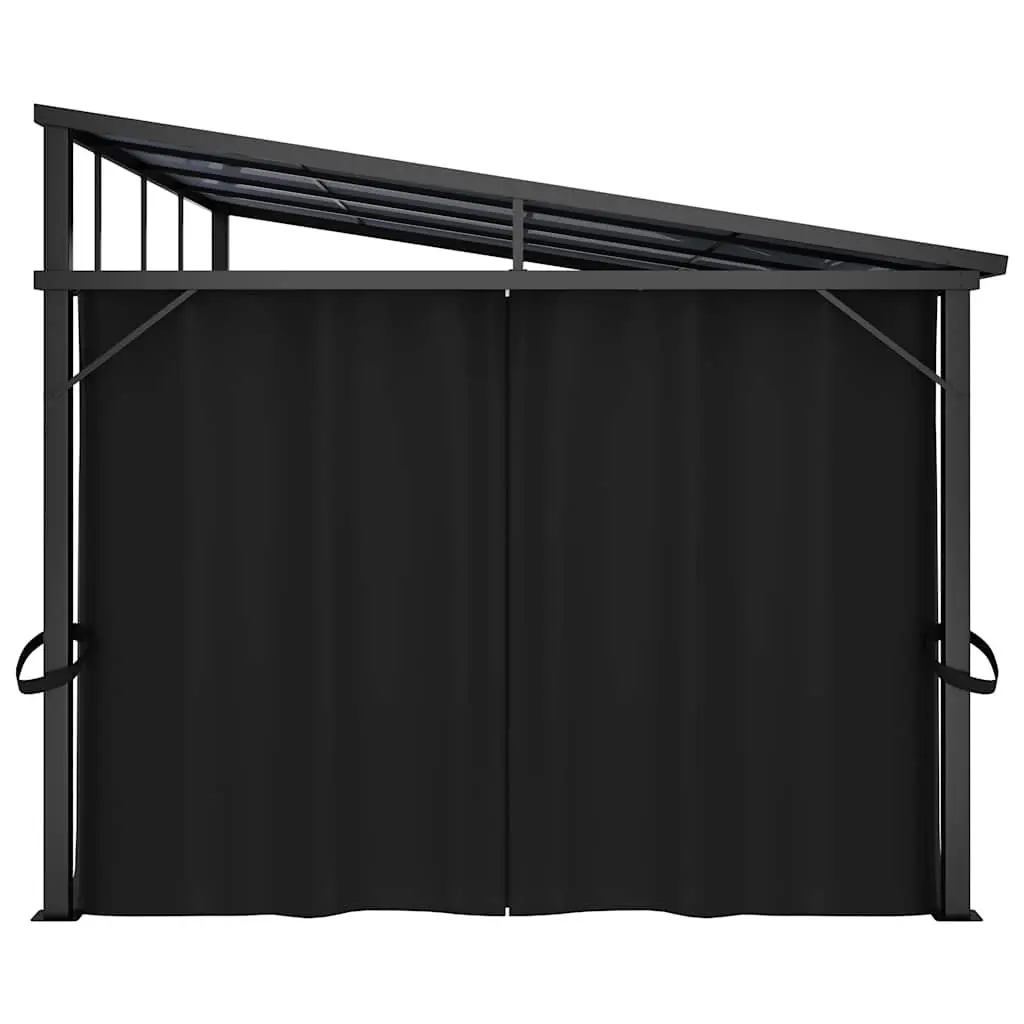 Gazebo Anthracite 405x294x244 cm UV-resistant PVC Roof Aluminium Steel Frame with Curtains