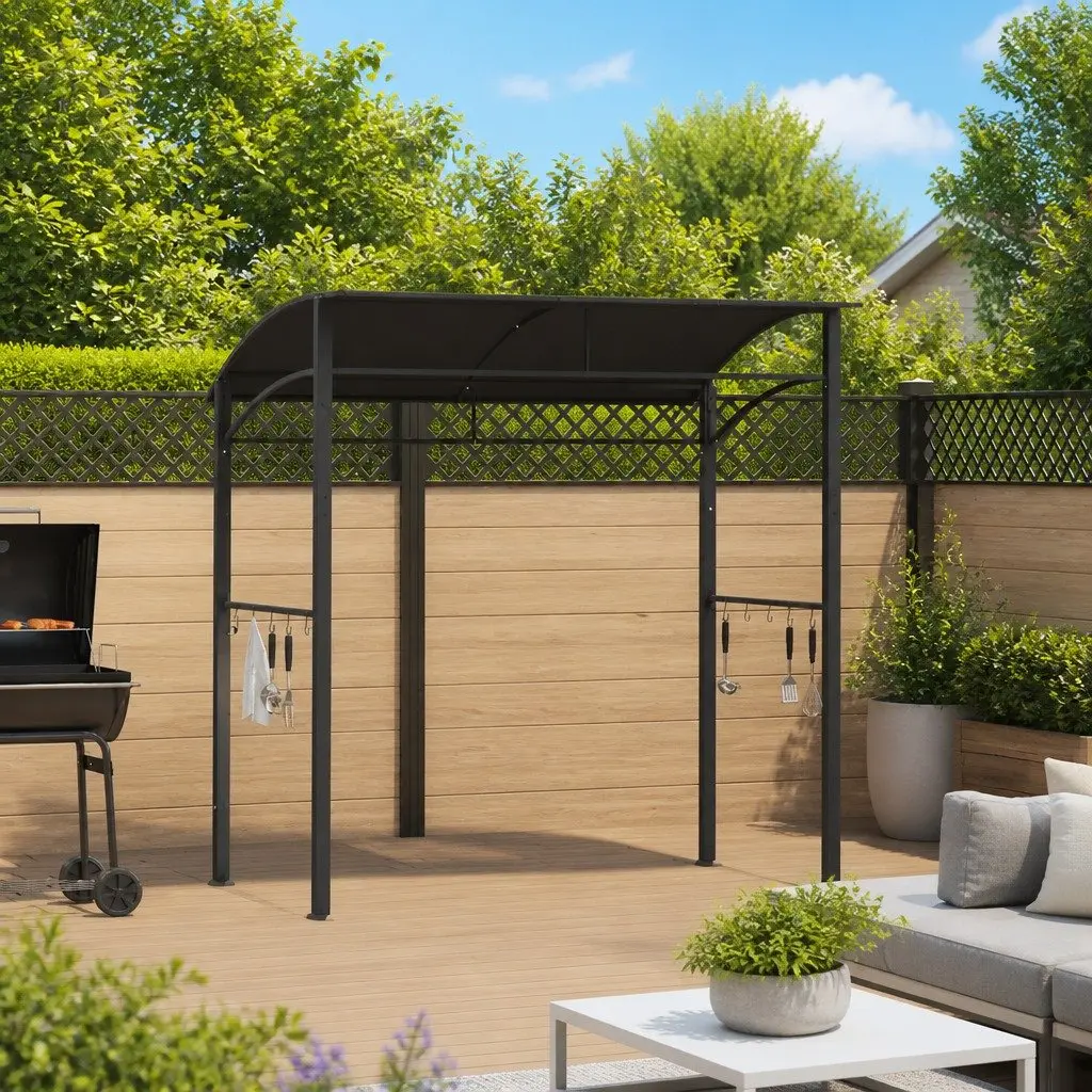 BBQ Gazebo Anthracite 215x150x220 cm Steel Frame Weather Resistant