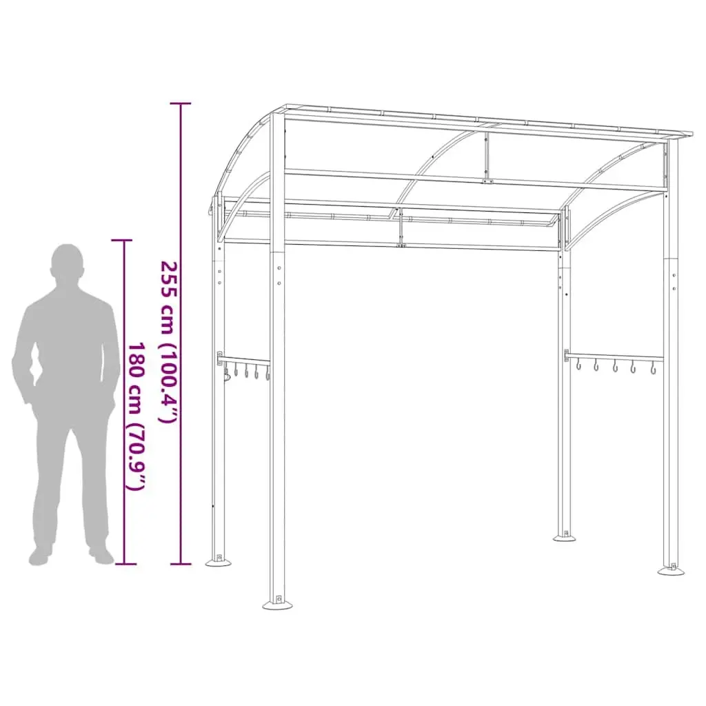BBQ Gazebo Anthracite 215x150x220 cm Steel Frame Weather Resistant