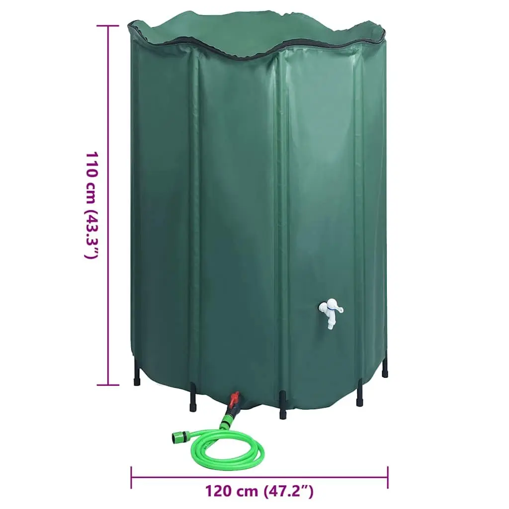 Collapsible Rain Water Tank Green 1250L with Spigot Garden Watering Storage Barrel