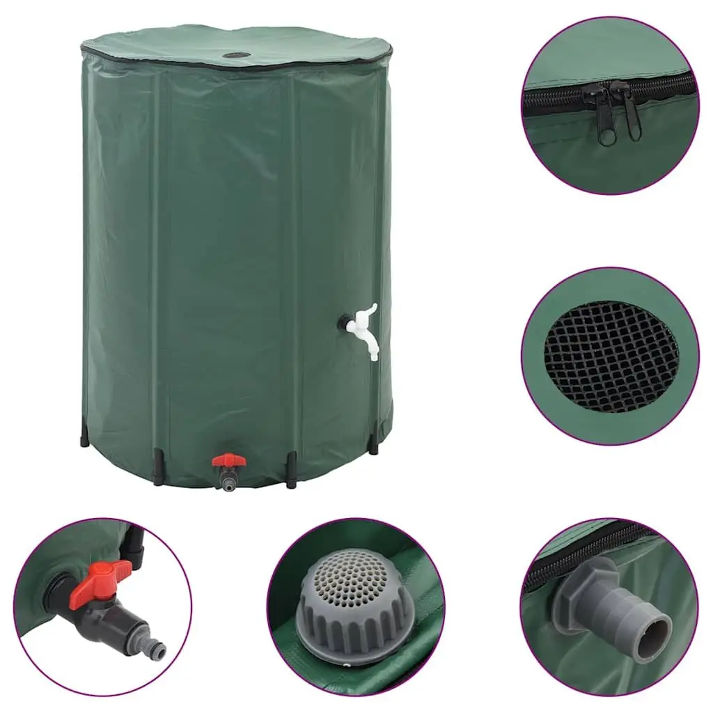 Rain Water Tank Green 1350L Collapsible Storage Barrel with Spigot